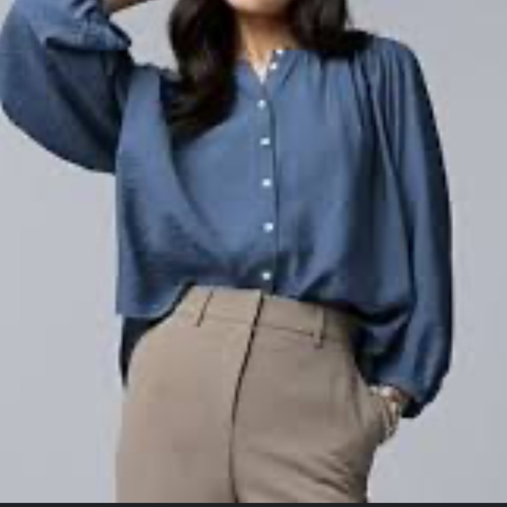 Ellen Tracy Blue Button-Up Top